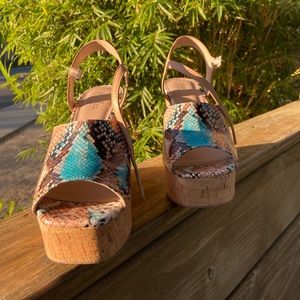 SEXY Snake Print Open-Toed Wedges